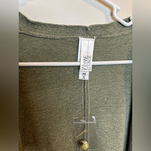 Alynne Lounge Olive Green Open Front Cardigan Sweater Pockets Small - Picture 2 of 3